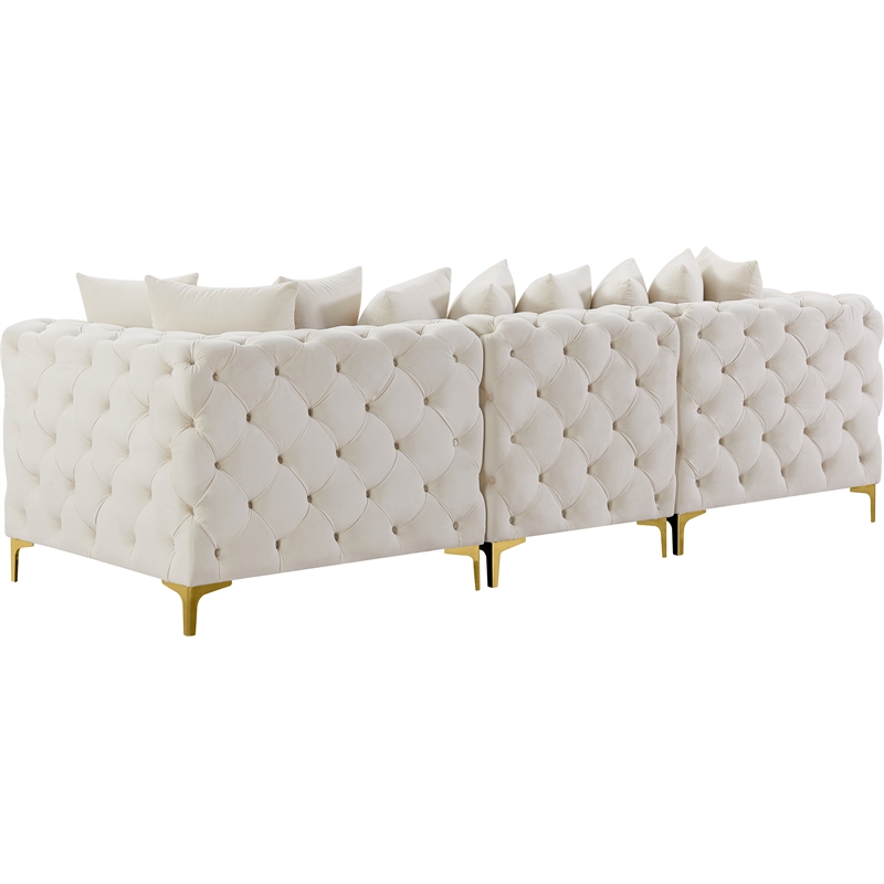 Maklaine Modern / Contemporary Cream Finish Velvet Modular Sofa