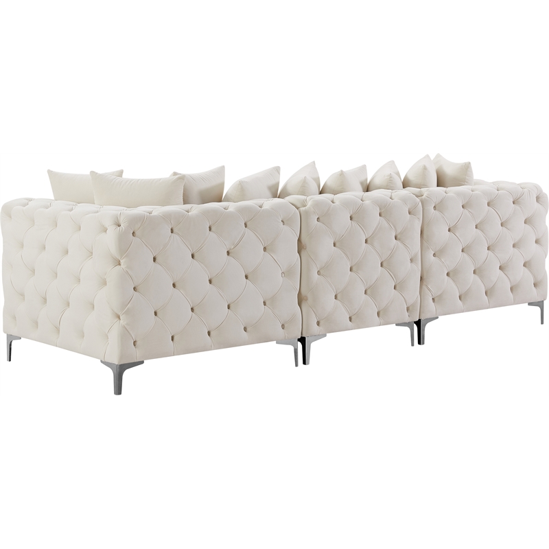 Maklaine Modern / Contemporary Cream Finish Velvet Modular Sofa
