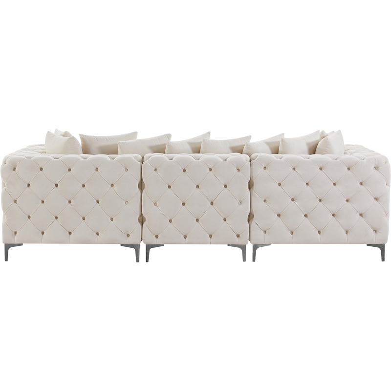 Maklaine Modern / Contemporary Cream Finish Velvet Modular Sofa
