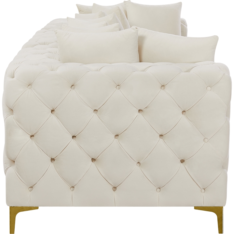 Maklaine Modern / Contemporary Cream Finish Velvet Modular Sofa