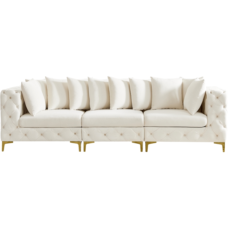 Maklaine Modern / Contemporary Cream Finish Velvet Modular Sofa