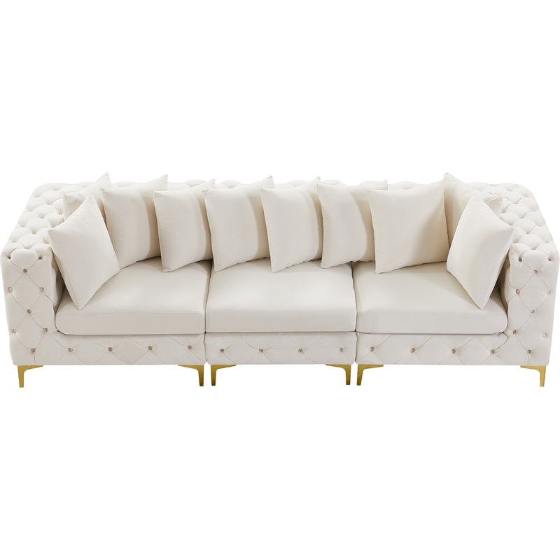 Maklaine Modern / Contemporary Cream Finish Velvet Modular Sofa