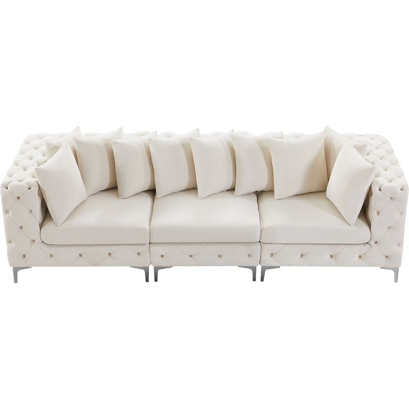 Maklaine Modern / Contemporary Cream Finish Velvet Modular Sofa