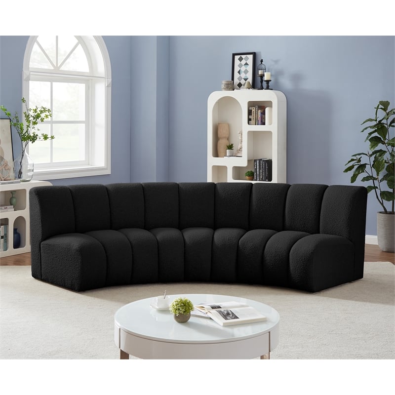 Maklaine Contemporary Black Boucle Fabric 3pc. Modular Sectional