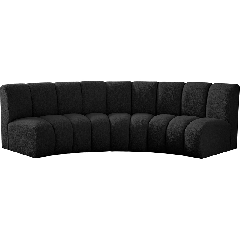 Maklaine Contemporary Black Boucle Fabric 3pc. Modular Sectional