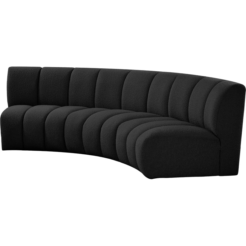 Maklaine Contemporary Black Boucle Fabric 3pc. Modular Sectional