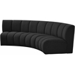 Maklaine Contemporary Black Boucle Fabric 3pc. Modular Sectional