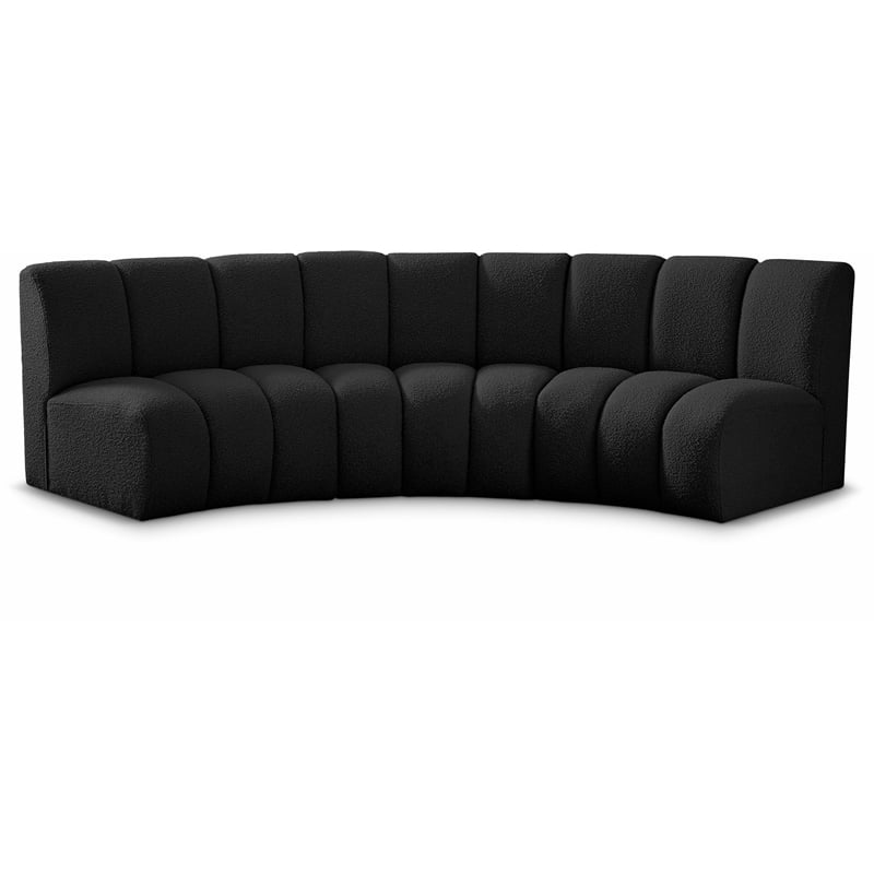 Maklaine Contemporary Black Boucle Fabric 3pc. Modular Sectional