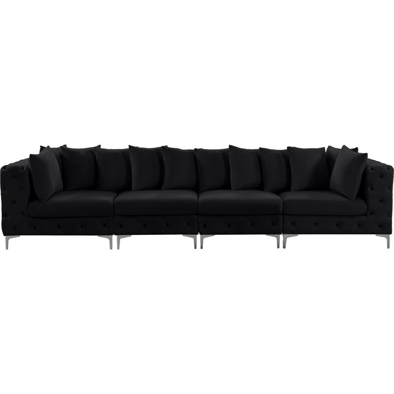 Maklaine Modern / Contemporary Black Finish Velvet Modular Sofa