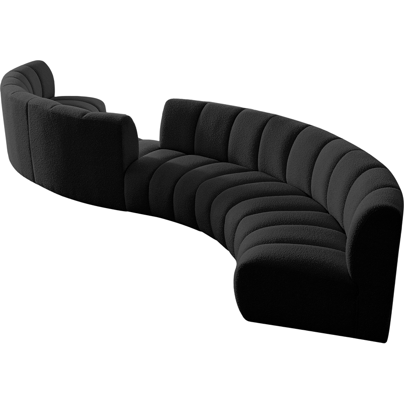 Maklaine Contemporary Black Boucle Fabric 6pc. Modular Sectional