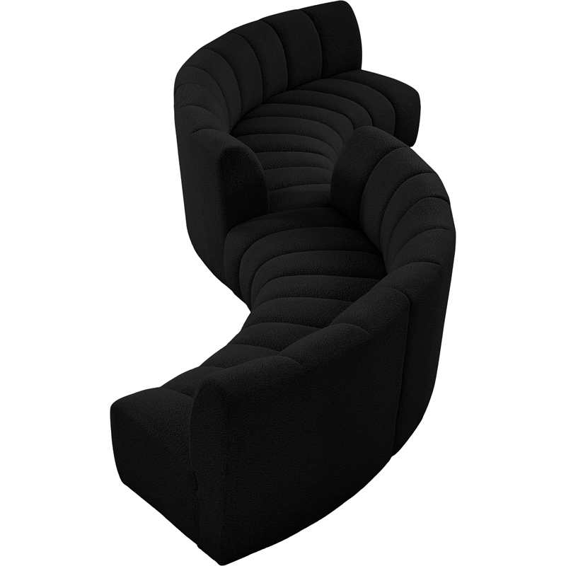Maklaine Contemporary Black Boucle Fabric 6pc. Modular Sectional