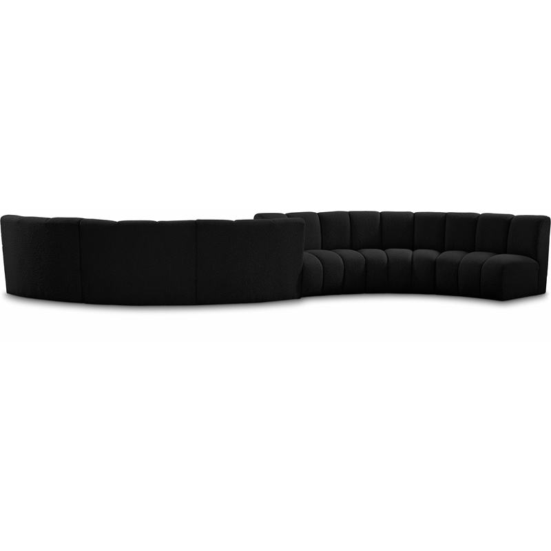 Maklaine Contemporary Black Boucle Fabric 6pc. Modular Sectional