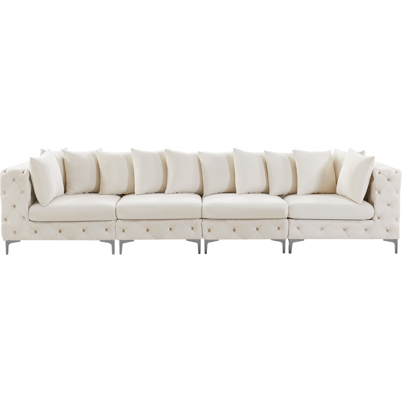 Maklaine Modern / Contemporary Cream Finish Velvet Modular Sofa