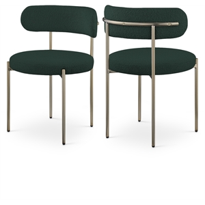Maklaine Modern / Contemporary Green Boucle Fabric Dining Chair