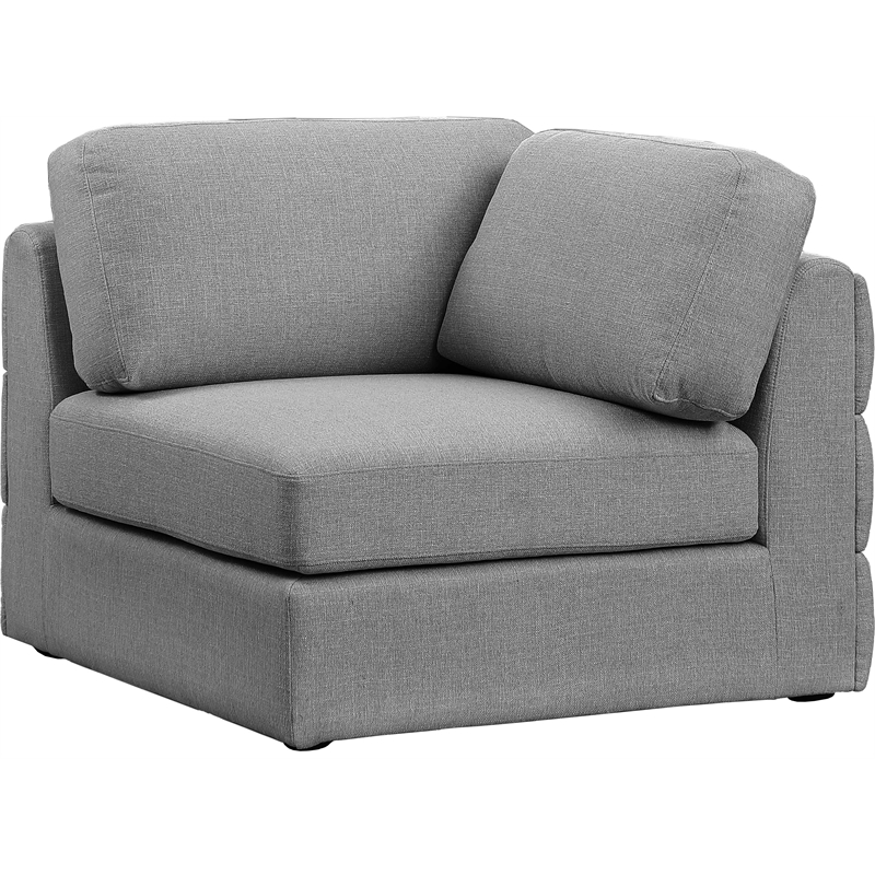 Maklaine Contemporary Grey Durable Linen Textured Fabric Corner