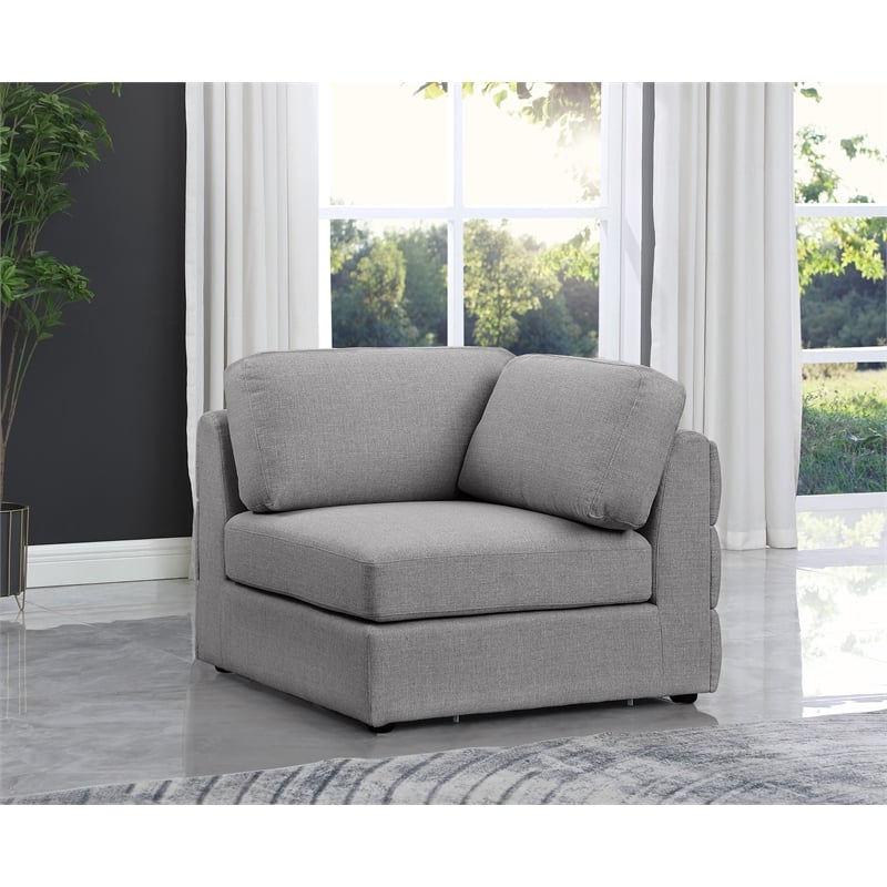 Maklaine Contemporary Grey Durable Linen Textured Fabric Corner