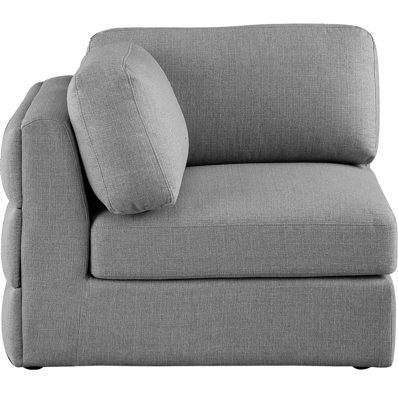 Maklaine Contemporary Grey Durable Linen Textured Fabric Corner