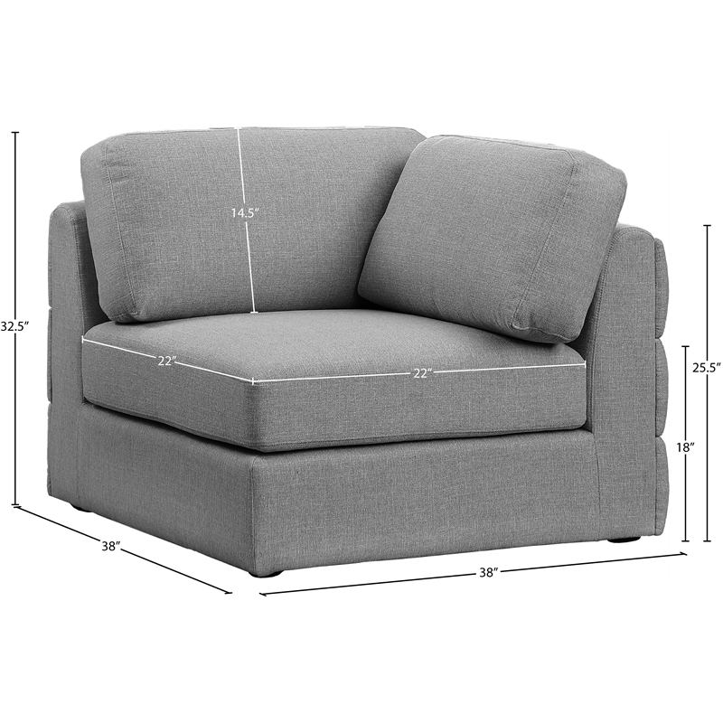 Maklaine Contemporary Grey Durable Linen Textured Fabric Corner