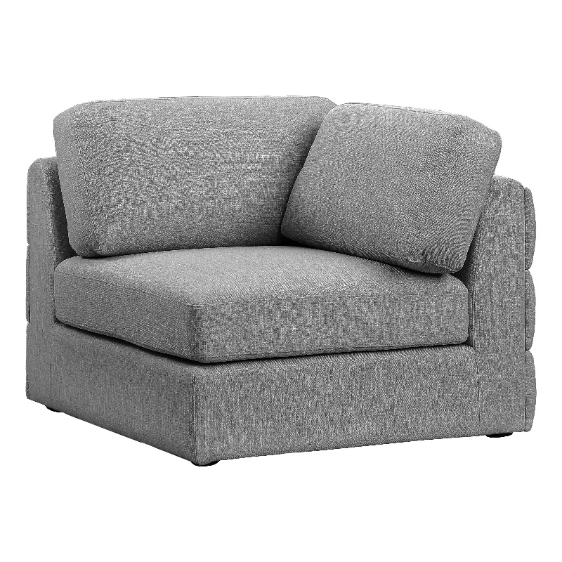 Maklaine Contemporary Grey Durable Linen Textured Fabric Corner