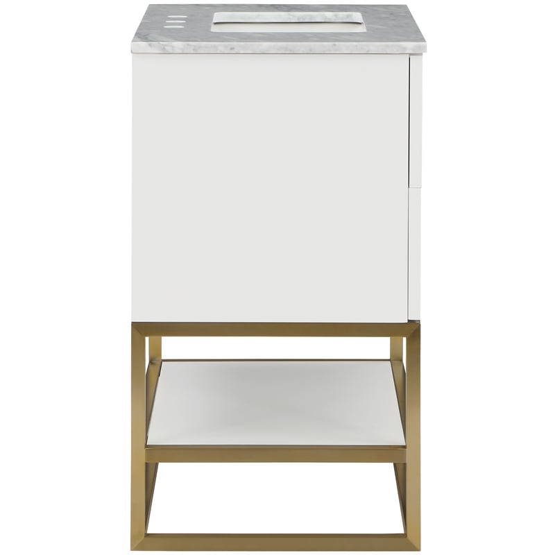 Maklaine Modern / Contemporary Rich White Finish Bathroom Vanity