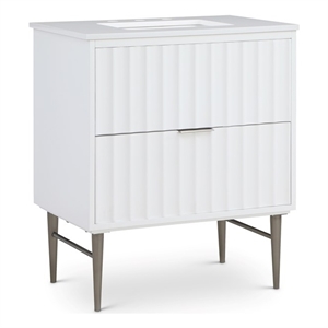 Maklaine Modern / Contemporary Rich White Finish Bathroom Vanity