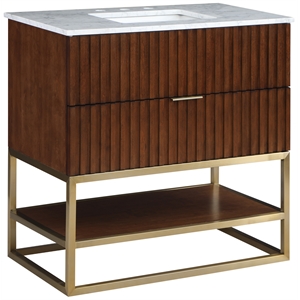 Maklaine Modern / Contemporary RichWalnut Finish Bathroom Vanity