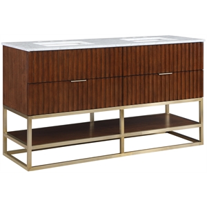 Maklaine Modern / Contemporary RichWalnut Finish Bathroom Vanity