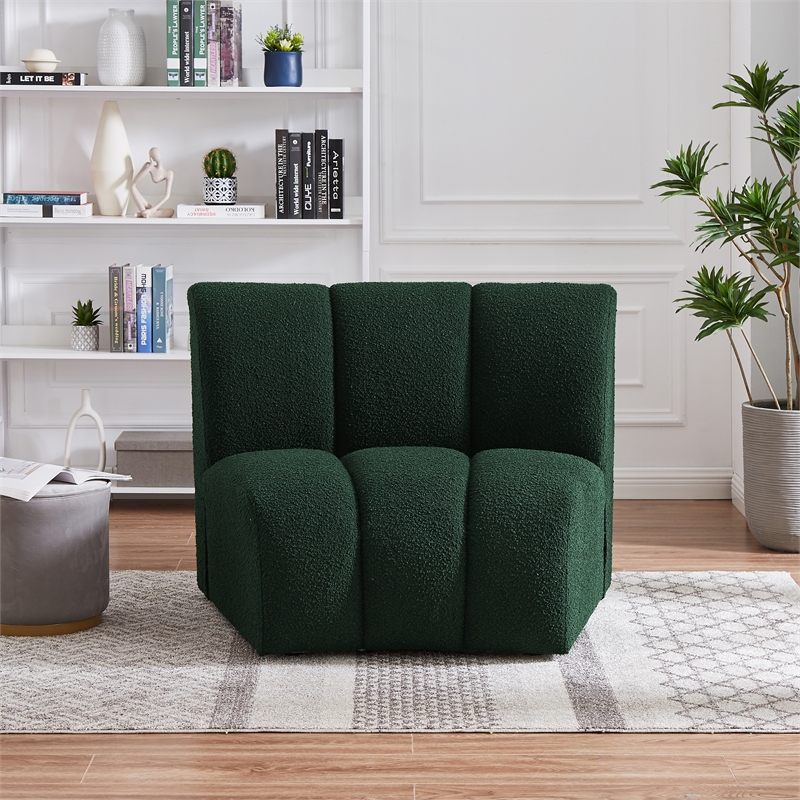 Maklaine Modern / Contemporary Green Boucle Fabric Modular Chair
