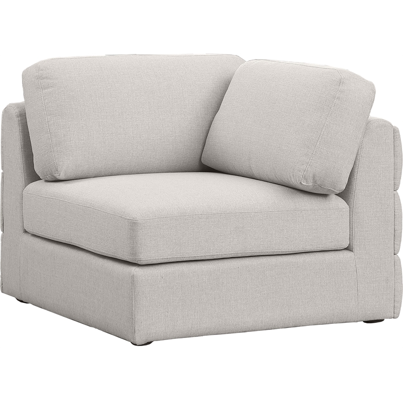 Maklaine Contemporary Beige Durable Linen Textured Fabric Corner
