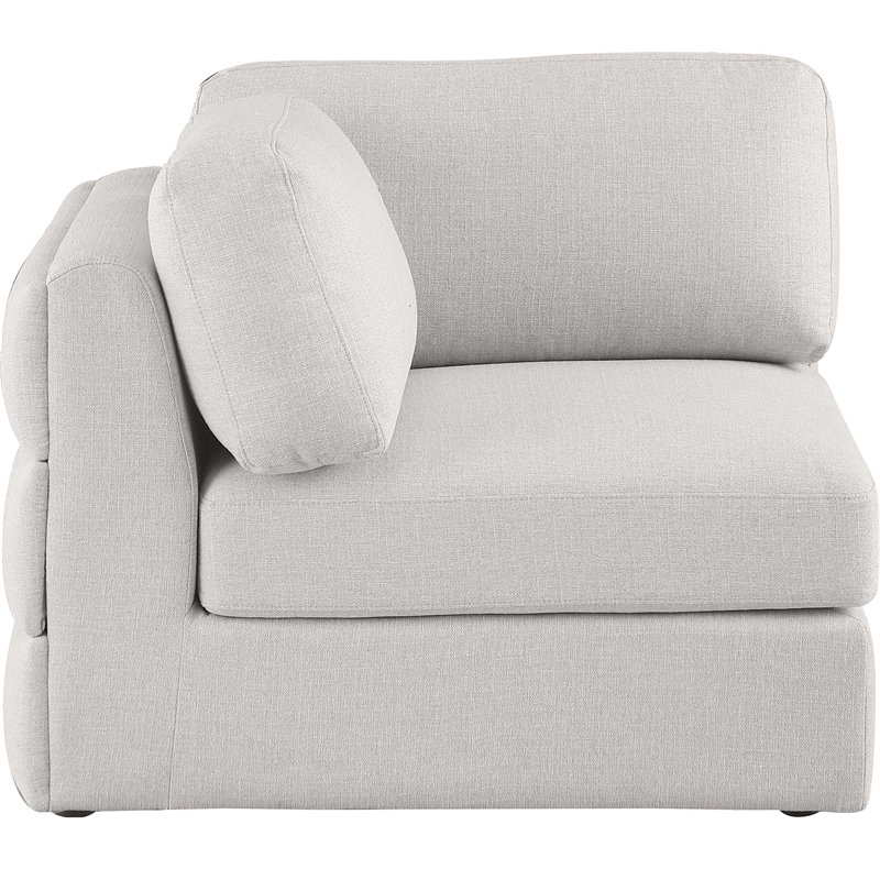 Maklaine Contemporary Beige Durable Linen Textured Fabric Corner