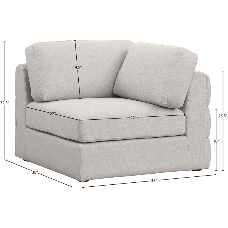 Maklaine Contemporary Beige Durable Linen Textured Fabric Corner