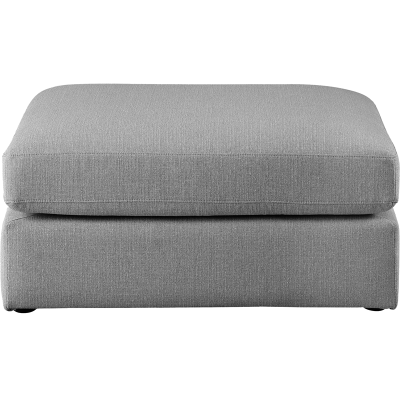 Maklaine Contemporary Grey Durable Linen Textured Fabric Ottoman