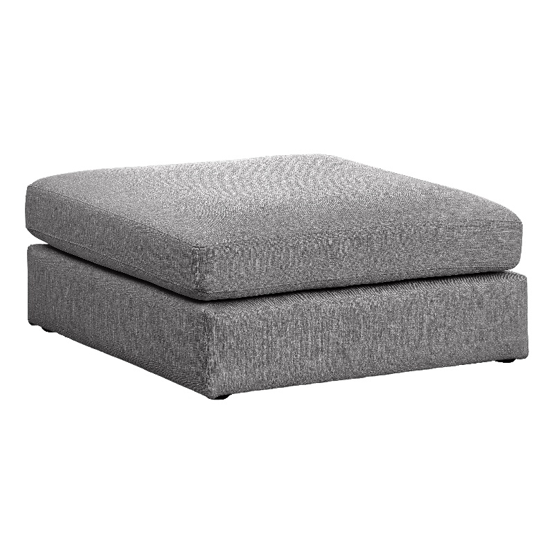 Maklaine Contemporary Grey Durable Linen Textured Fabric Ottoman