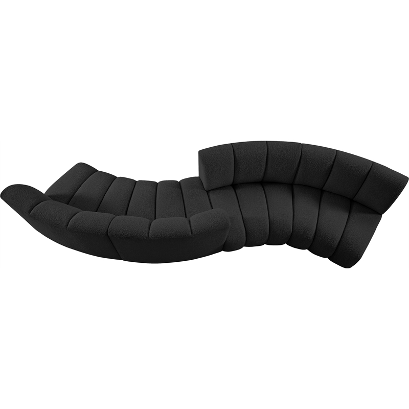 Maklaine Contemporary Black Boucle Fabric 4pc. Modular Sectional