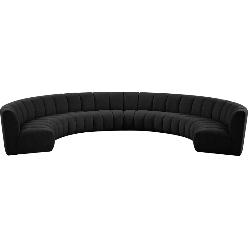 Maklaine Contemporary Black Boucle Fabric 8pc. Modular Sectional