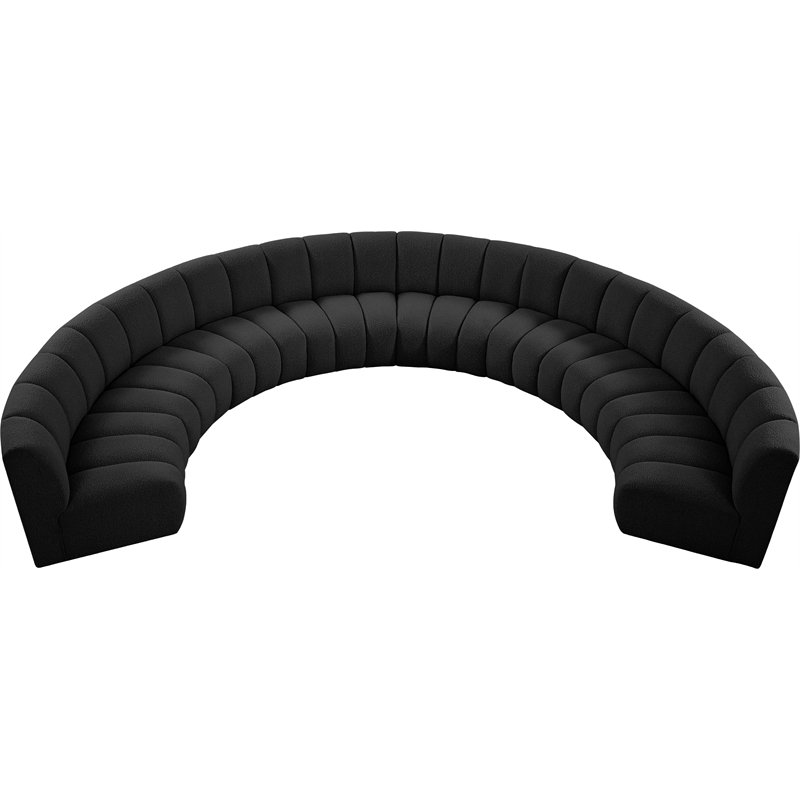 Maklaine Contemporary Black Boucle Fabric 8pc. Modular Sectional