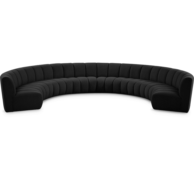 Maklaine Contemporary Black Boucle Fabric 8pc. Modular Sectional