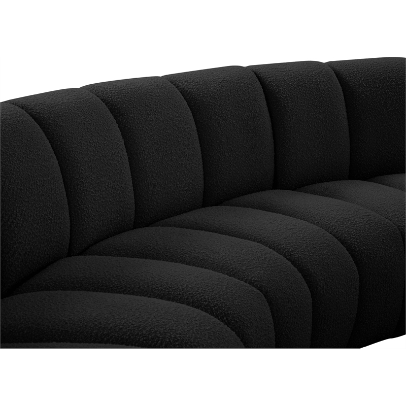 Maklaine Contemporary Black Boucle Fabric 9pc. Modular Sectional