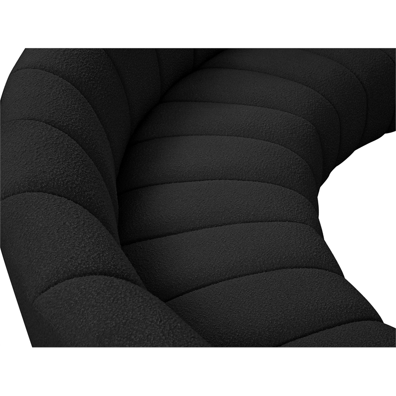 Maklaine Contemporary Black Boucle Fabric 9pc. Modular Sectional