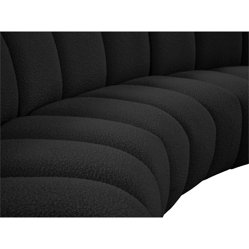 Maklaine Contemporary Black Boucle Fabric 9pc. Modular Sectional