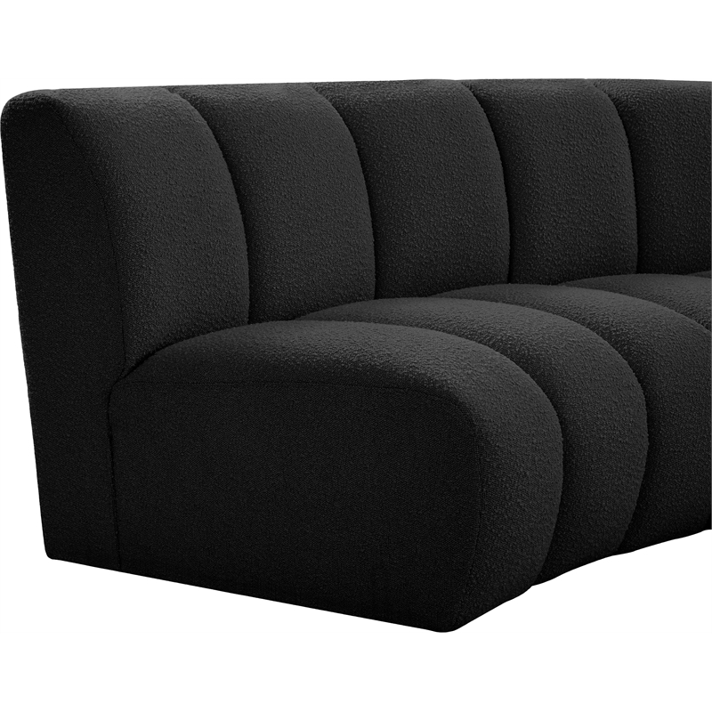 Maklaine Contemporary Black Boucle Fabric 9pc. Modular Sectional
