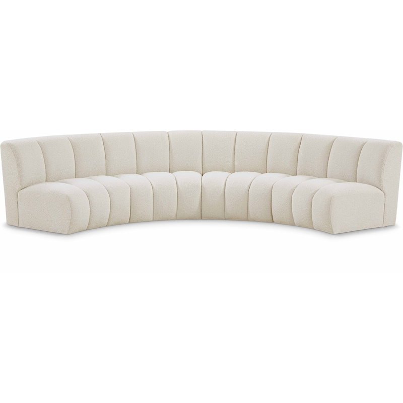 Maklaine Contemporary Cream Boucle Fabric 4pc. Modular Sectional