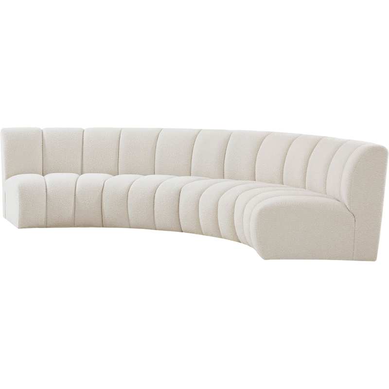 Maklaine Contemporary Cream Boucle Fabric 4pc. Modular Sectional
