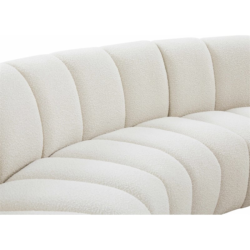 Maklaine Contemporary Cream Boucle Fabric 4pc. Modular Sectional