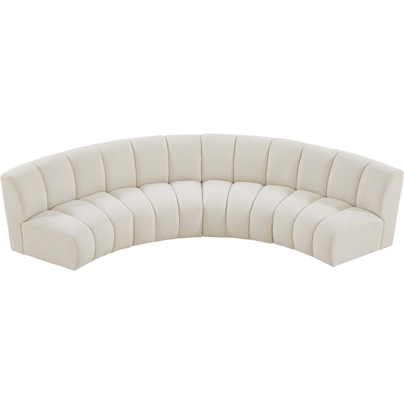 Maklaine Contemporary Cream Boucle Fabric 4pc. Modular Sectional