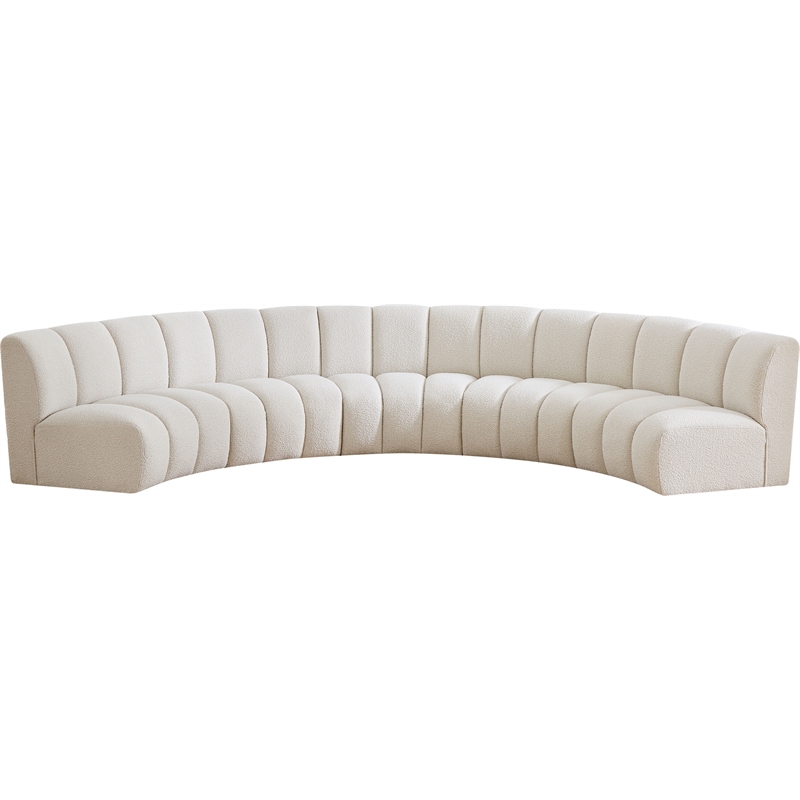Maklaine Contemporary Cream Boucle Fabric 5pc. Modular Sectional