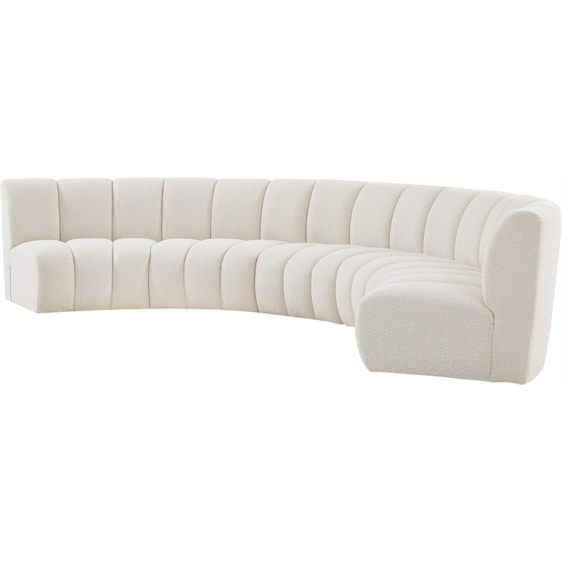 Maklaine Contemporary Cream Boucle Fabric 5pc. Modular Sectional