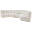 Maklaine Contemporary Cream Boucle Fabric 5pc. Modular Sectional