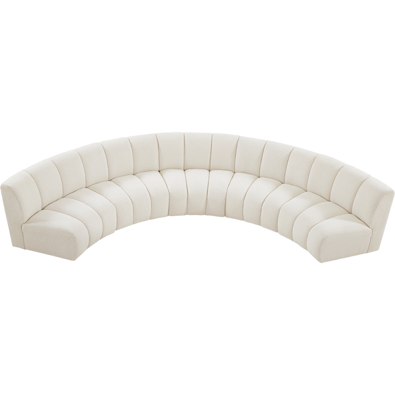 Maklaine Contemporary Cream Boucle Fabric 5pc. Modular Sectional