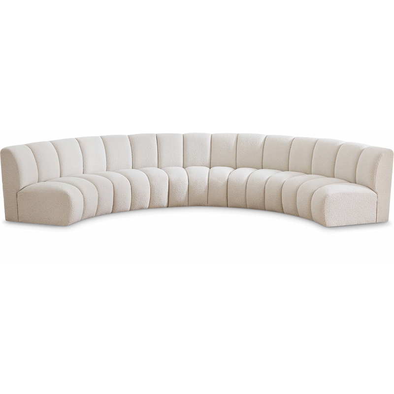 Maklaine Contemporary Cream Boucle Fabric 5pc. Modular Sectional